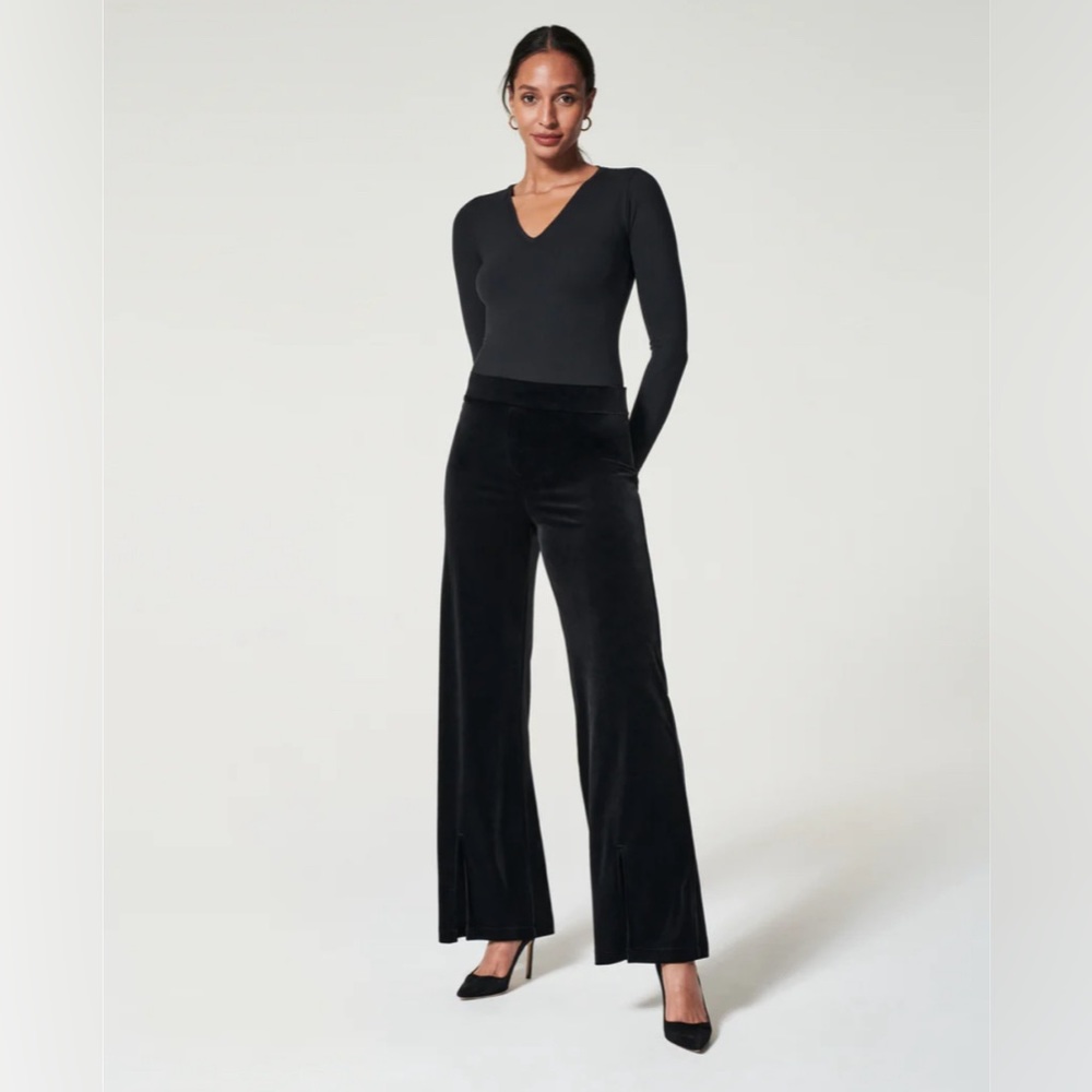Spanx Velvet Split Hem Wide Leg Pants
